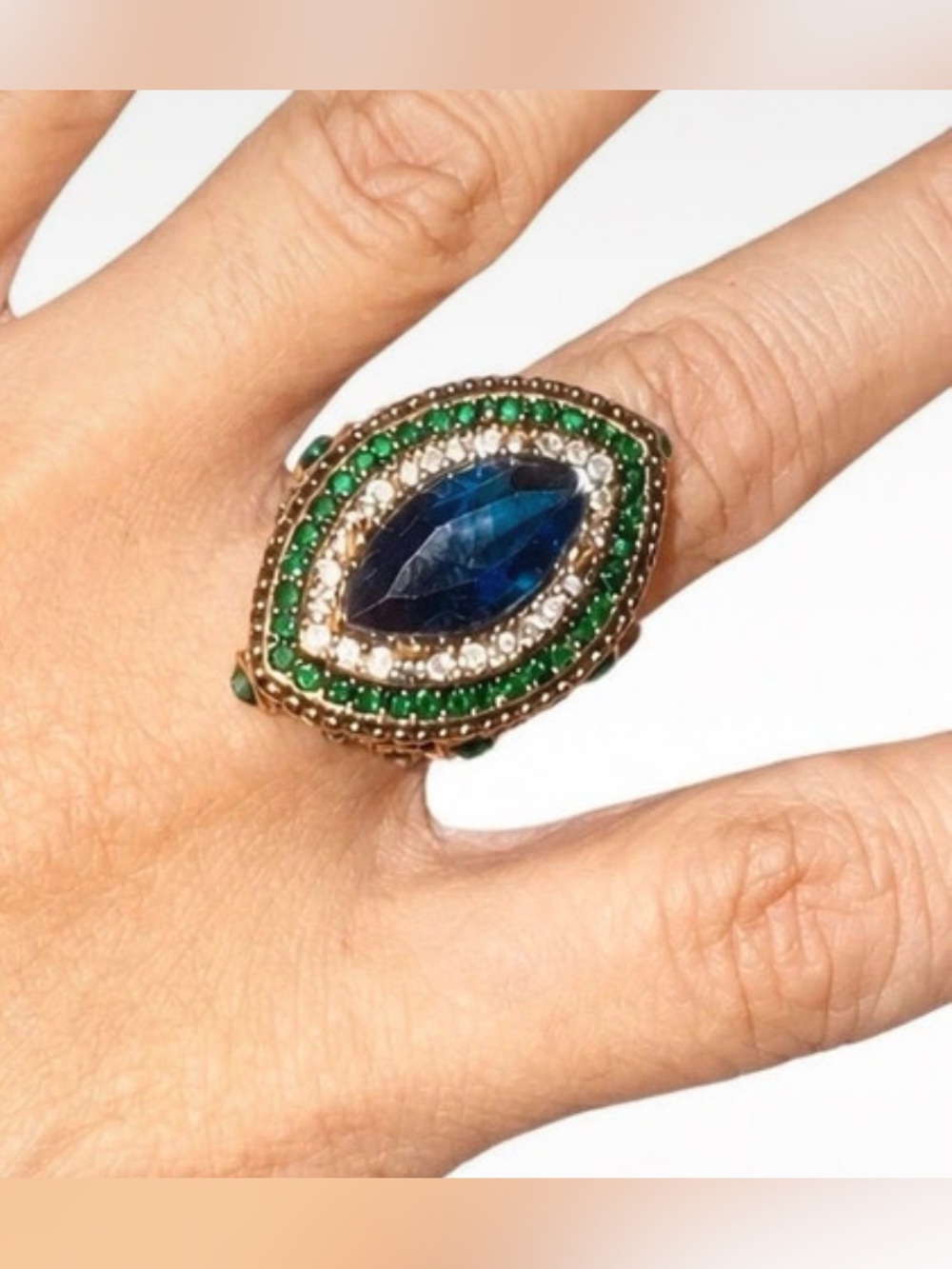 5CT Lab Created Blue Sapphire Halo Turkish Vintage Ring